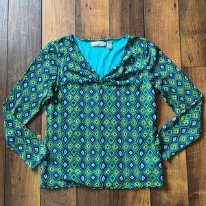 Vintage Green and Blue Women's Top